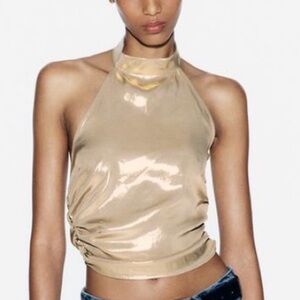 Zara Metallic Gold Halter